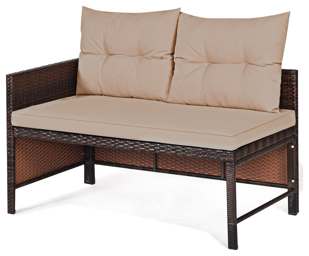 Costway 3 PCS Outdoor Rattan Furniture Sofa Set Lounge Cushion Patio Garden New
