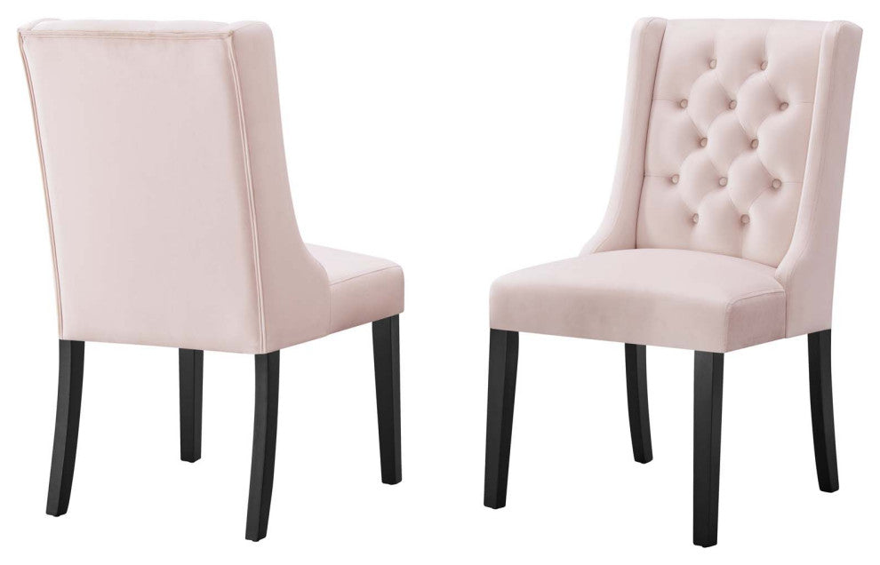 Side Dining Chair, Set of 2, Pink, Velvet, Modern, Cafe Bistro Hospitality