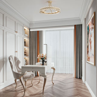 Cervine 8-Light Wagon Wheel Crystal Semi-Flush Mount, Brushed Champagne Silver