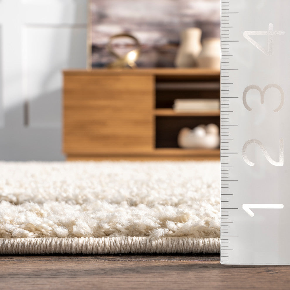Nuloom Swirls Low-High Shag Area Rug, Cream 3'3"x5'