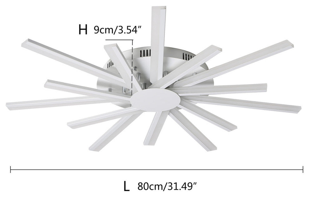 14-Light Sputnik Ceiling Light LED Flush Mount Light Modern Linear, White