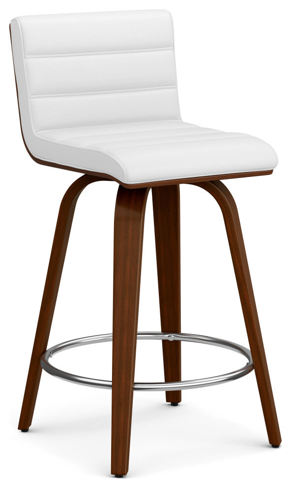Roland Swivel Counter Height Stool, White Vegan Faux Leather