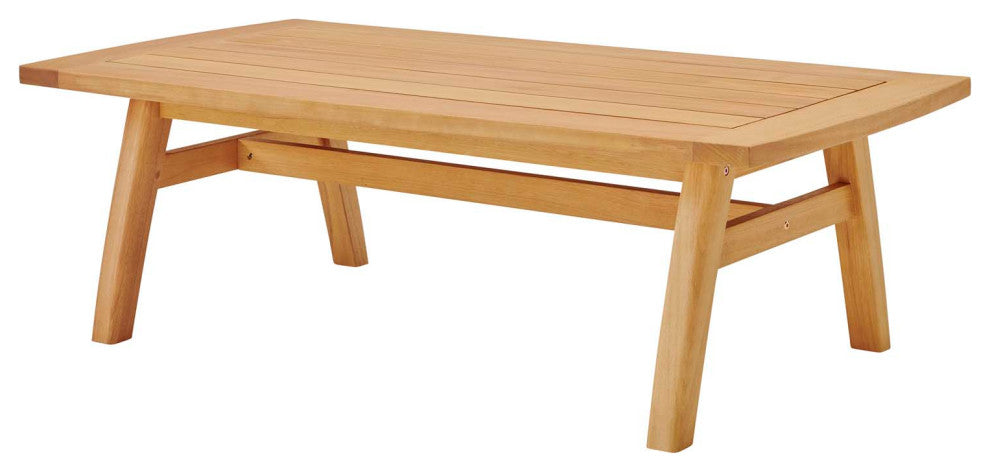 Lounge Coffee Table, Rectangular, Wood, Brown Natural, Modern, Outdoor Patio