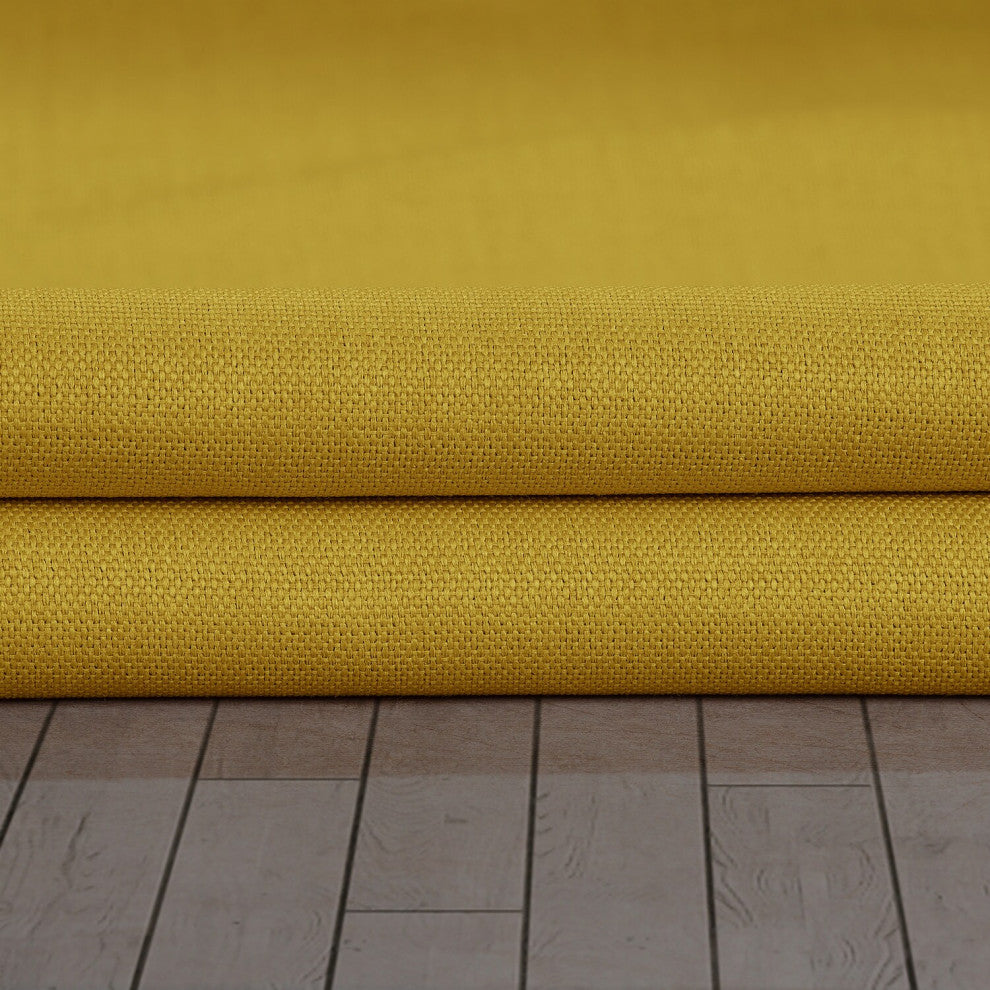 Graphic Gold Faux Linen Room Darkening Fabric Sample, 4Wx4L