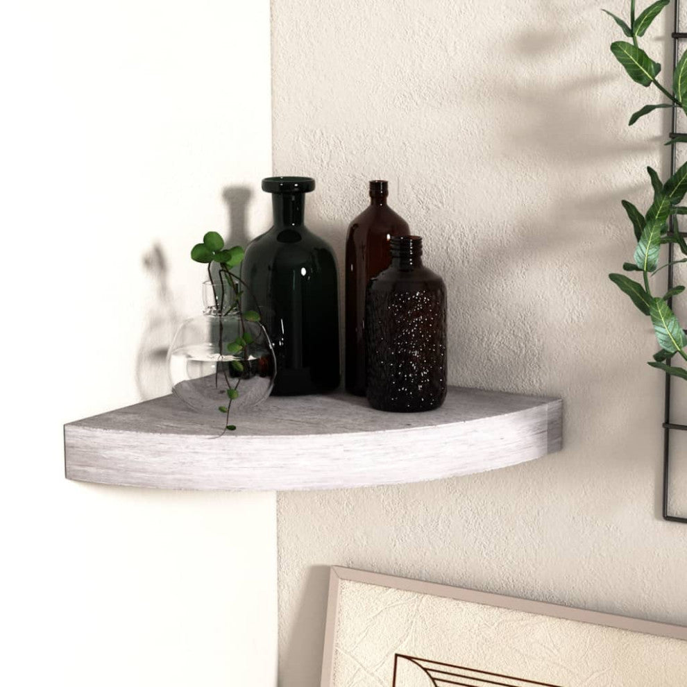 vidaXL Wall Corner Shelf Floating Corner Shelf Display Shelf Concrete Gray MDF