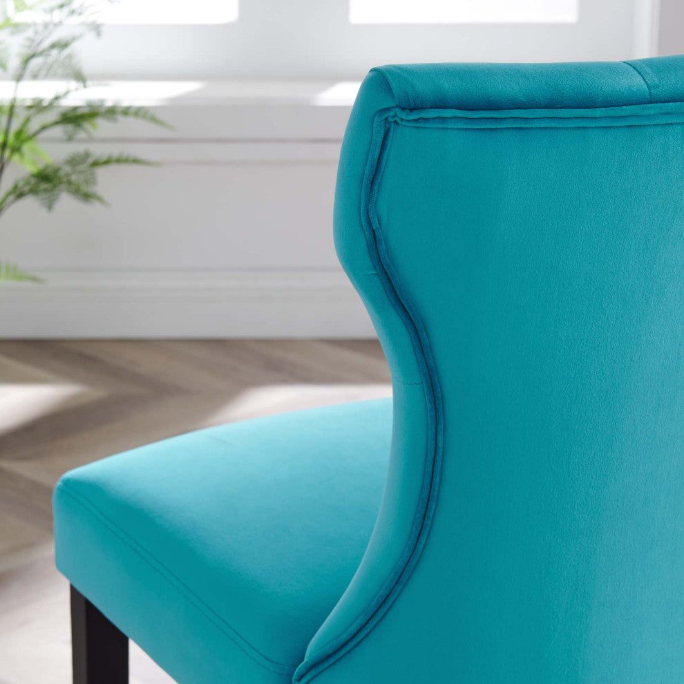 Silhouette Performance Velvet Dining Chairs, Set of 2, Blue