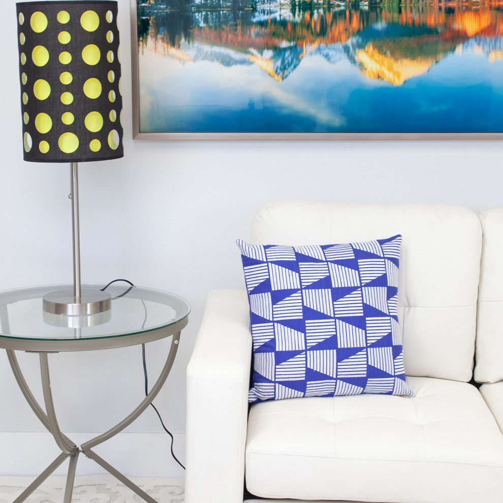 Parkland Collection Geometric Geometric Blue Square 18" x 18" Pillow