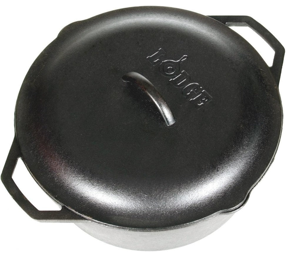 Lodge L10DOL3 Pre-Seasoned Cast Iron Dutch Oven w/ Lid & Dual Handles, 7 Qt