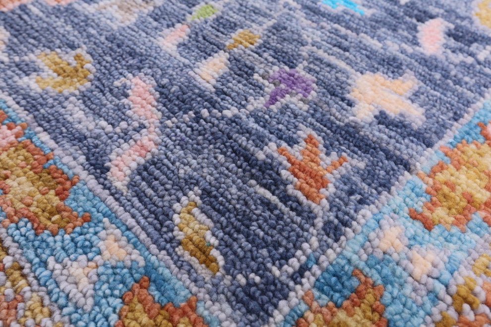 8' Square Hand-Knotted Turkish Oushak Wool Rug - Q15668