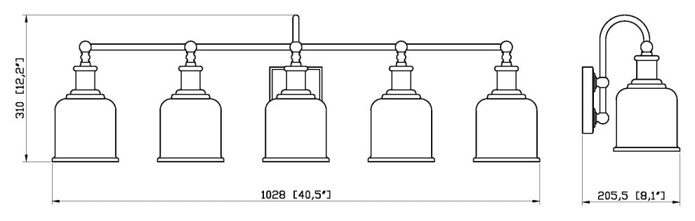 Zlite 733-5V-MB 5-Light Vanity, Matte Opal