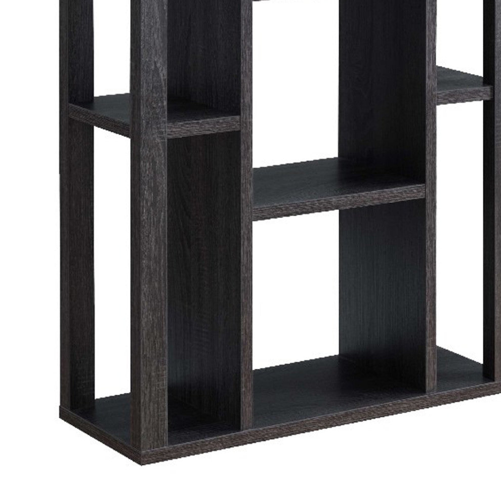 Benzara BM273000 Wood Display Cabinet With Open Frame, Multiple Shelves, Gray