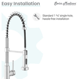 Nouvet Single Handle, Pull-Down Kitchen Faucet 18"H, Chrome