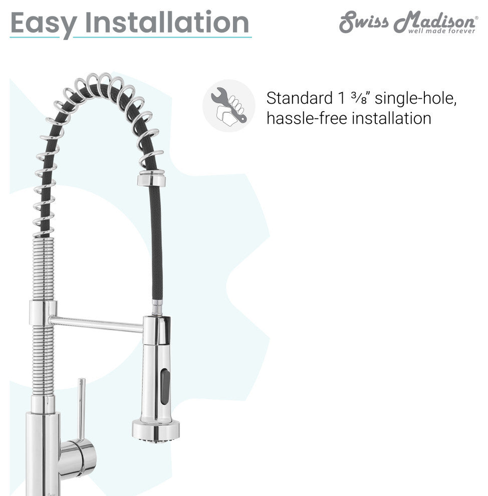 Nouvet Single Handle, Pull-Down Kitchen Faucet 18"H, Chrome