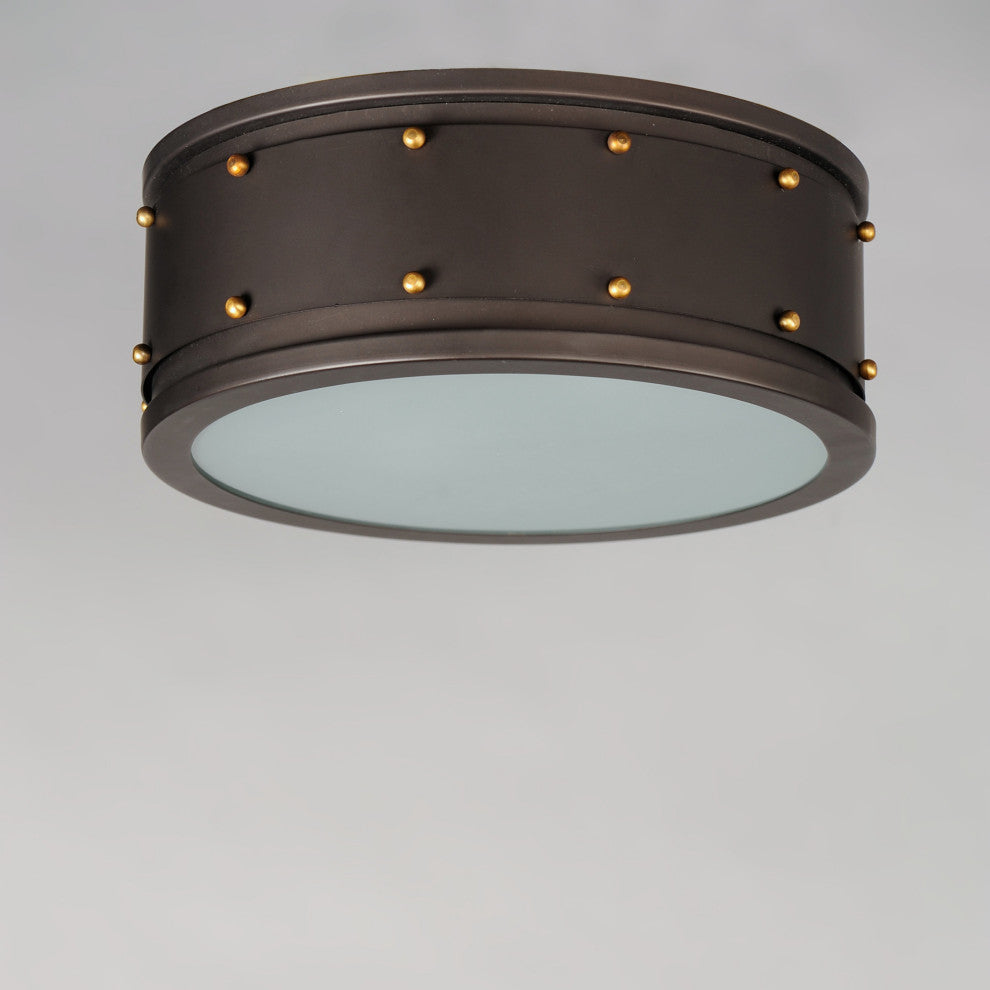 Maxim 25160 Trestle 2 Light 13"W Flush Mount Drum Ceiling Fixture - Oil Rubbed