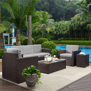 Palm Harbor 5-Piece Outdoor Wicker Sofa Conversation Set, Cushions Gray