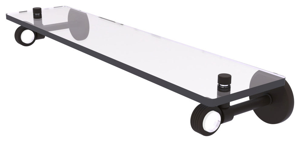 Clearview 22" Glass Shelf with Groovy Accents, Oil Rubbed Bronze