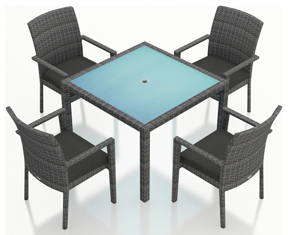 District 5 Piece Arm Dining Set, Canvas Charcoal