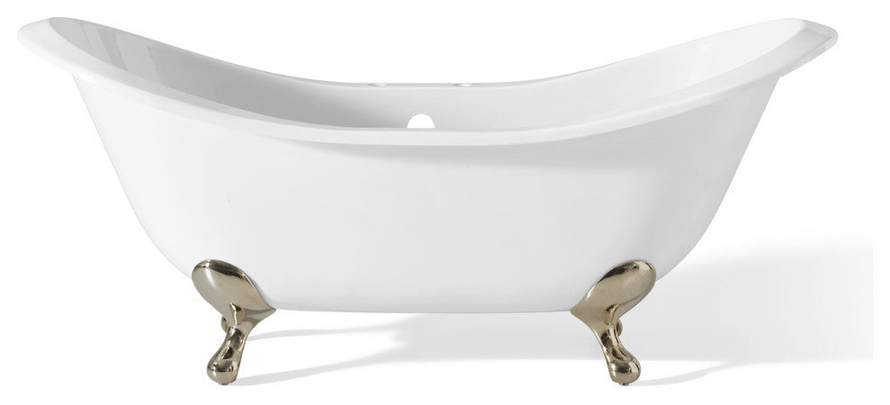 Cheviot Products Regency Cast Iron Bathtub With Faucet Holes, Polished Nickel