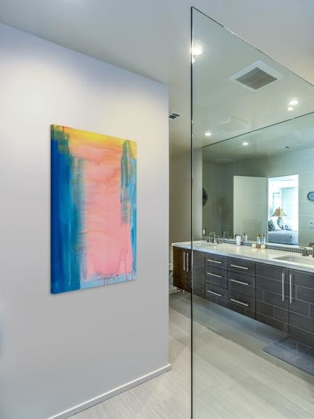 "Blue & Pink" Painting Print on Wrapped Canvas, 40"x60"