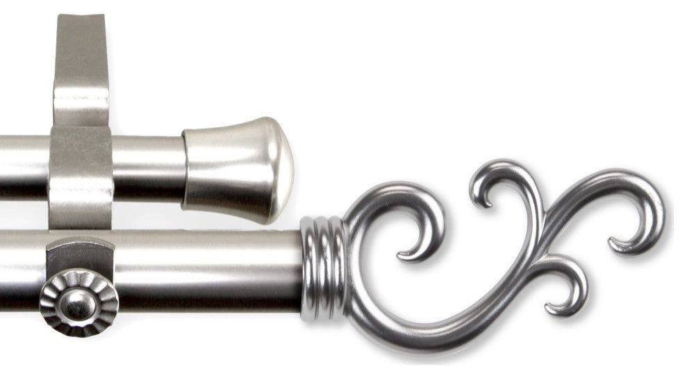 13/16" Mosey Double Curtain Rod 28-48", Satin Nickel