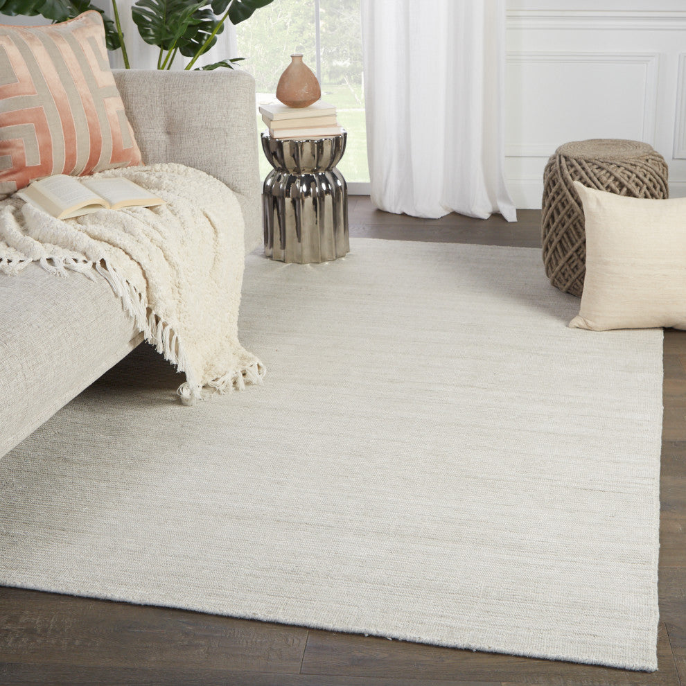 Jaipur Living Danan Handmade Indoor/ Outdoor Solid Rug, Ivory/Light Gray, 12'x15