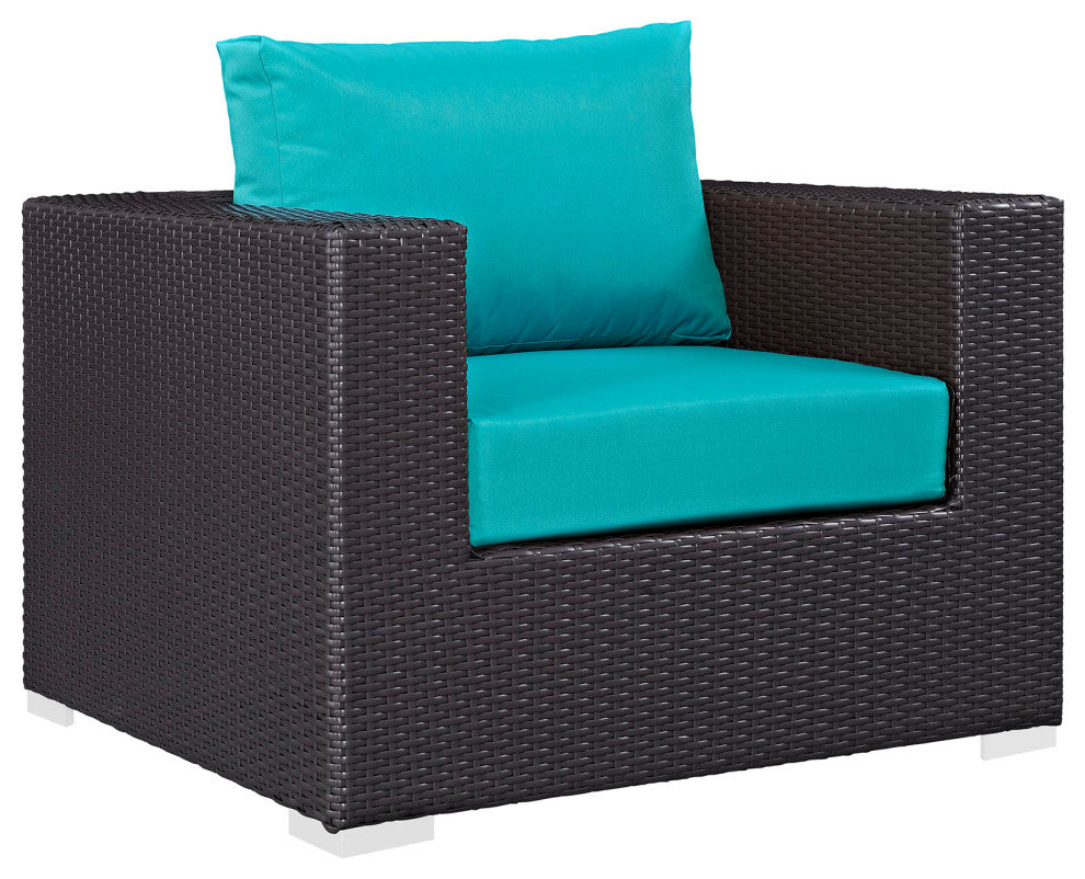 Modway Convene 8 Piece Outdoor Patio Sectional Set, Espresso Turquoise