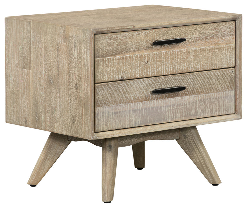 Baly 3-Piece Acacia King Platform Bed and Nightstands Bedroom Set