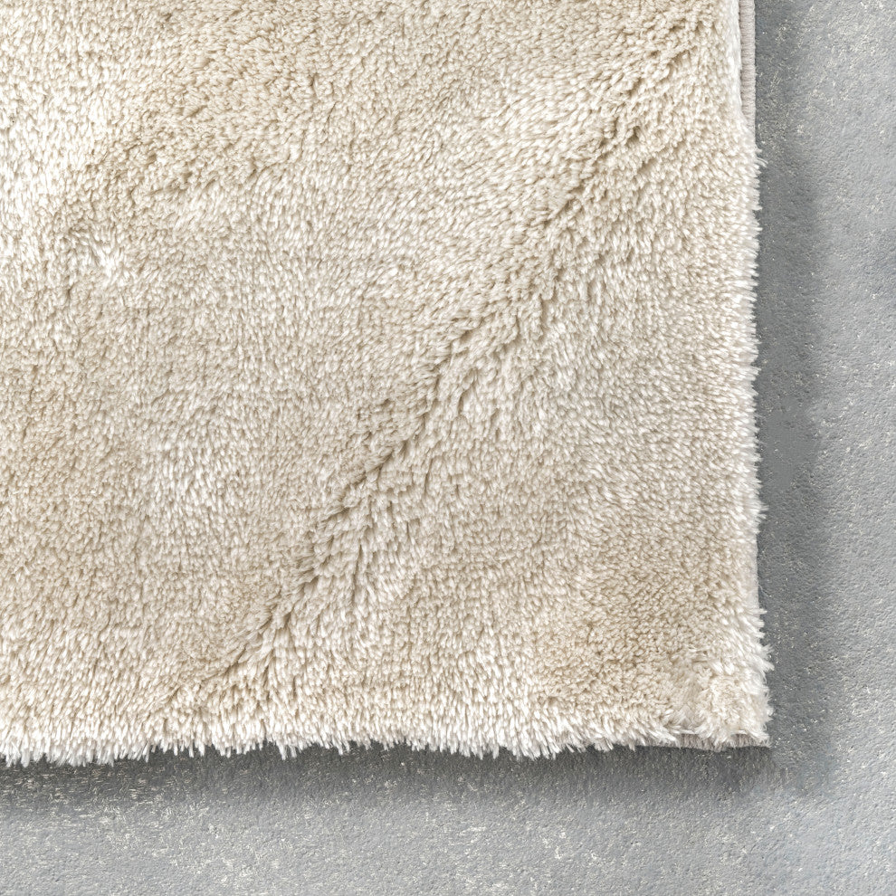 nuLOOM Loni Solid Machine Washable Shag Area Rug, Cream, 6'x9'
