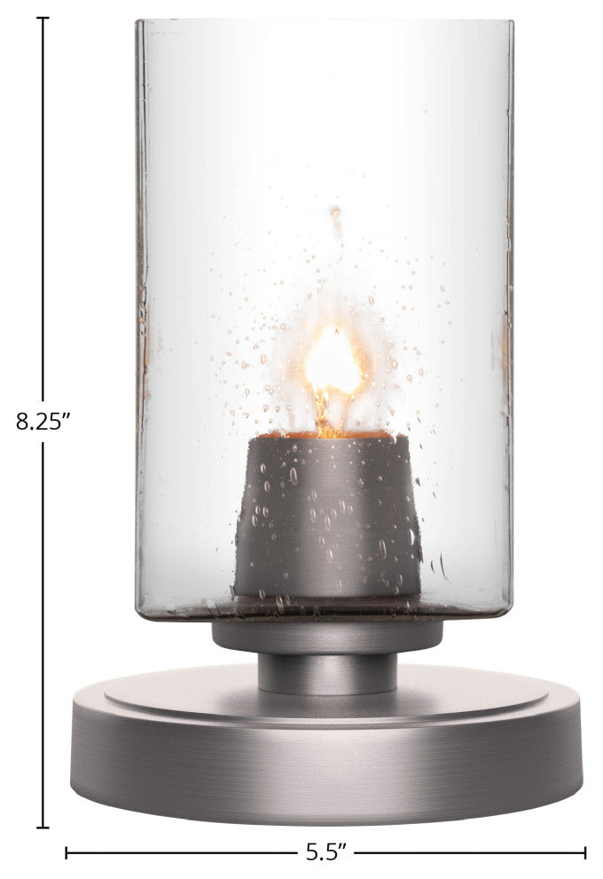 Luna 1-Light Table Lamp, Graphite/Square Clear Bubble