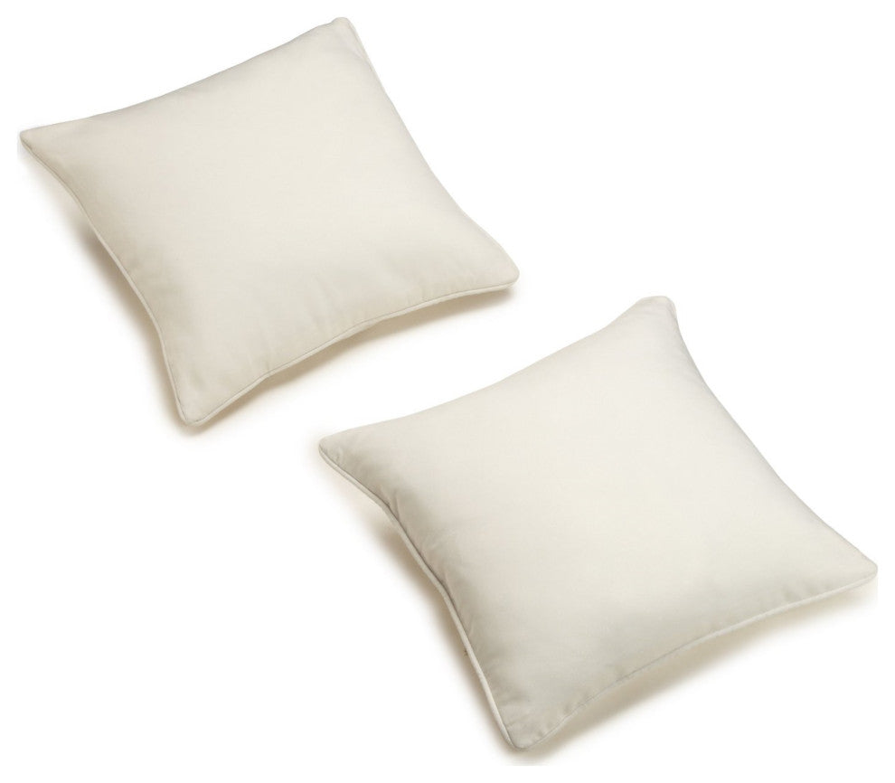 18" Double-Corded Solid Twill Square Throw Pillows, Set of 2, Natural