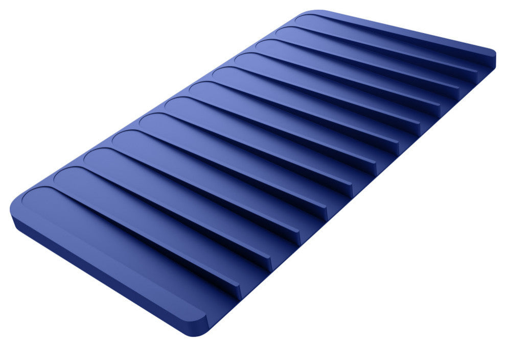 Self-Draining Silicone Dish Drying Mat or Trivet for Kitchen Counter Dark Blue