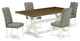 X077El207-5, 5-Piece Dining Set, 4 Chairs, Table Top and Wooden Cross Legs