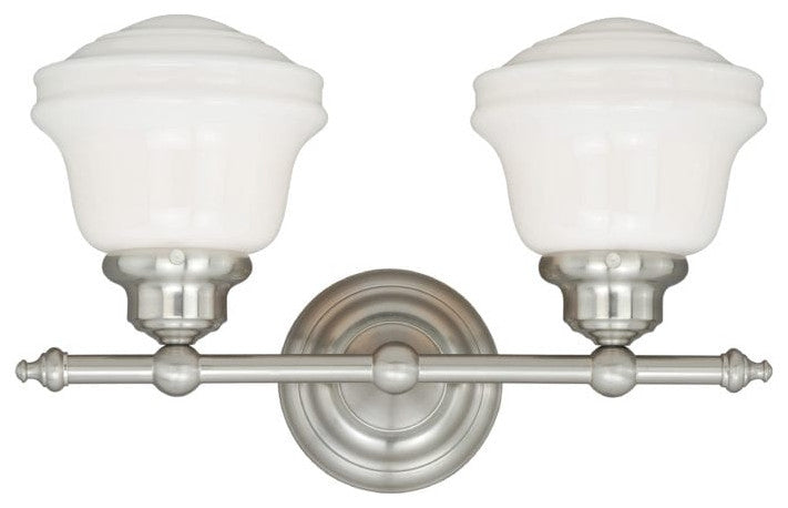 Huntley 2L Vanity Milk Glass Satin Nickel