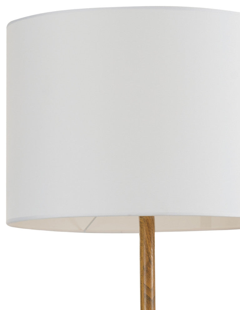 Novogratz x Globe Harrington 65" Faux Wood Floor Lamp With White Fabric Shade