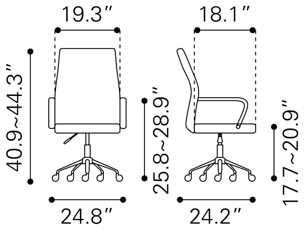 Computer Chair, Faux Vinyl Leather, Steel, White, Silver, Home Business Office