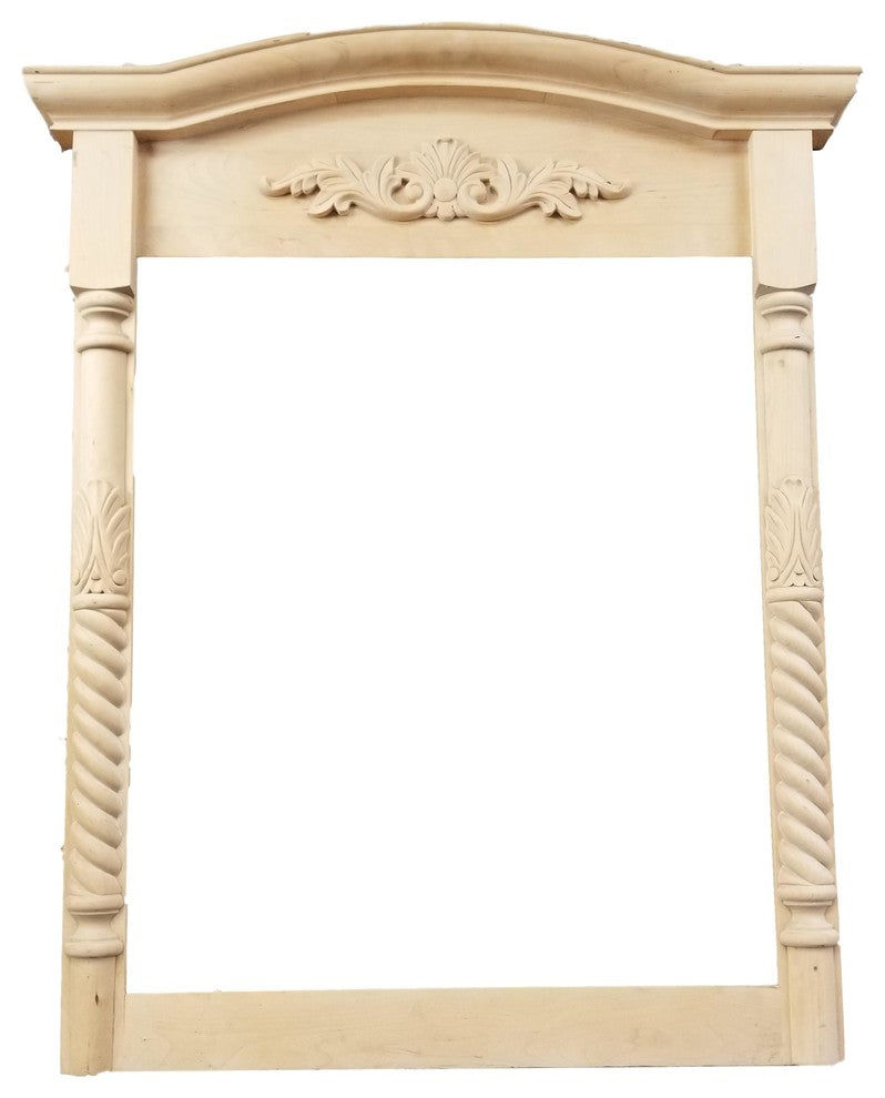 Unfinished Maple Wood Hand Carved Decorative Mirror Frame