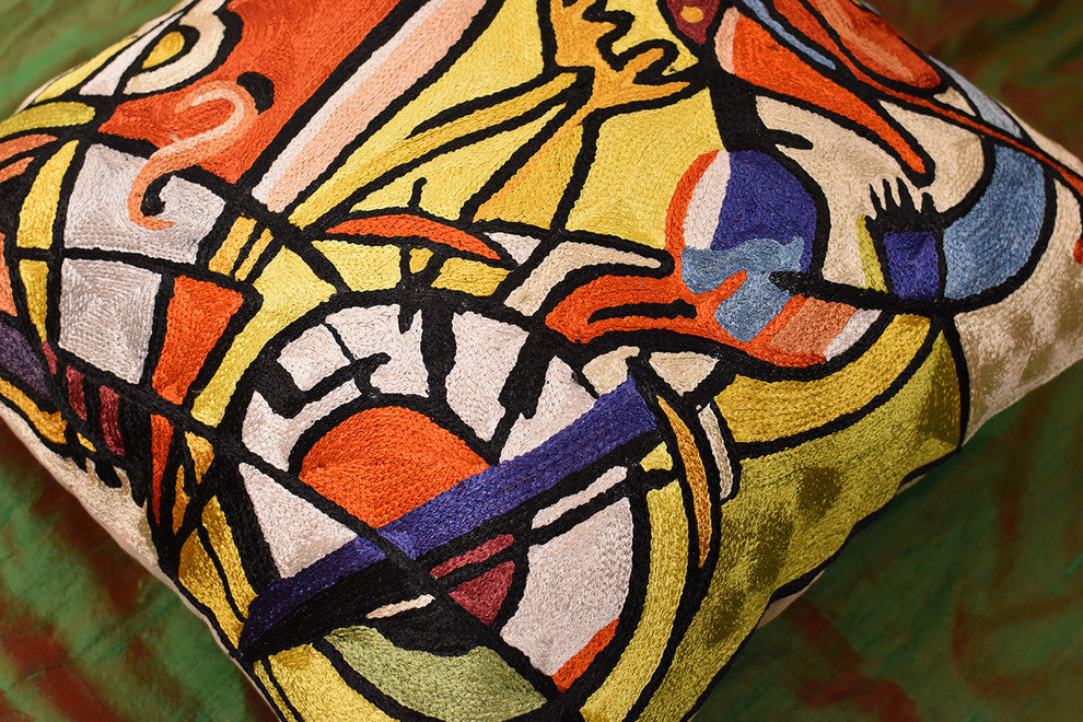 Wild Party I by Alfred Gockel Accent Pillow Cover Handmade Art Silk 18x18"
