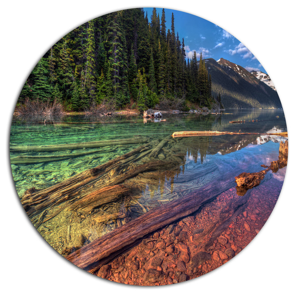 Beautiful View Of Mountain Lake, Landscape Art Round Wall Art, 11"