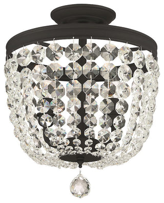 Crystorama 783-BF-CL-MWP, 3-Light Ceiling Mount, Black Forged