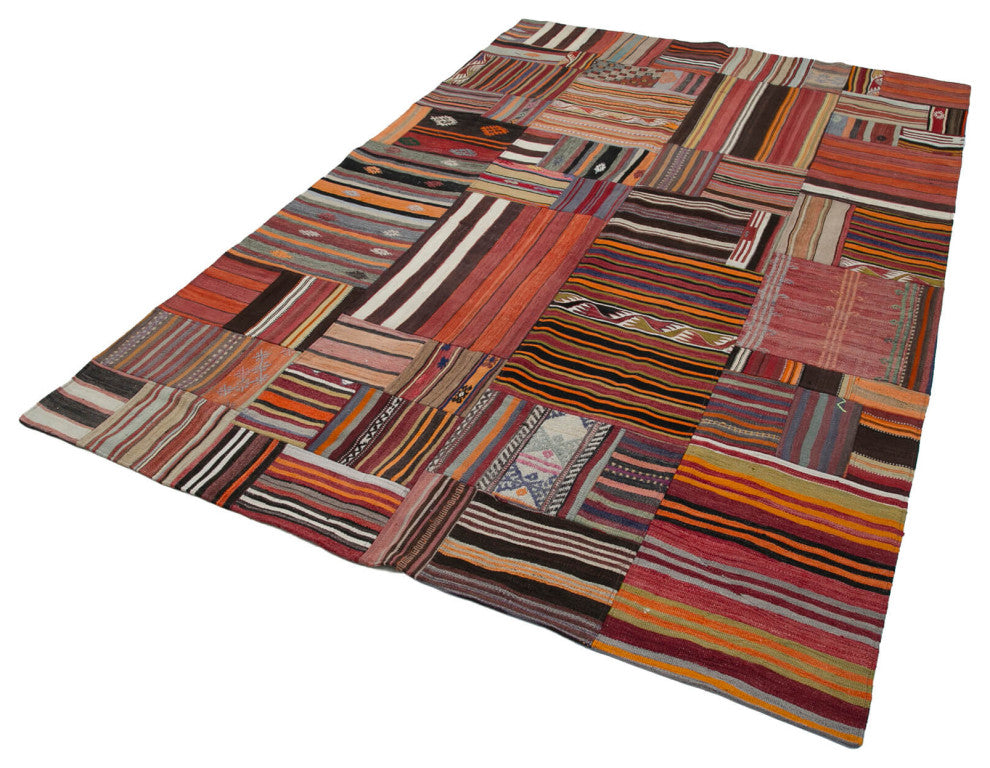 Rug N Carpet - Handmade Oriental 6' 8'' x 9' 11'' Tribal Patchwork Kilim Rug