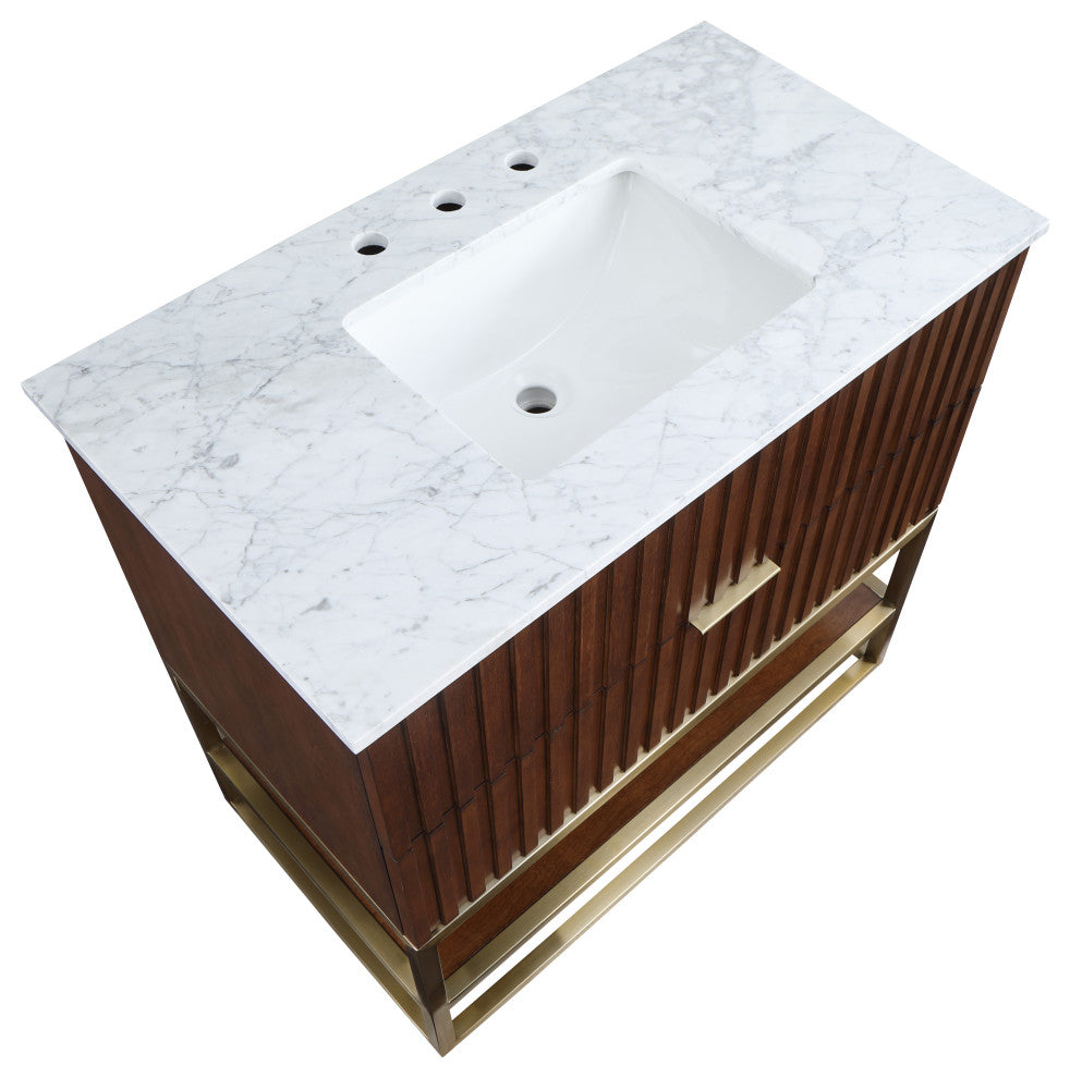 Monad Bathroom Vanity, Walnut, 36" Wide