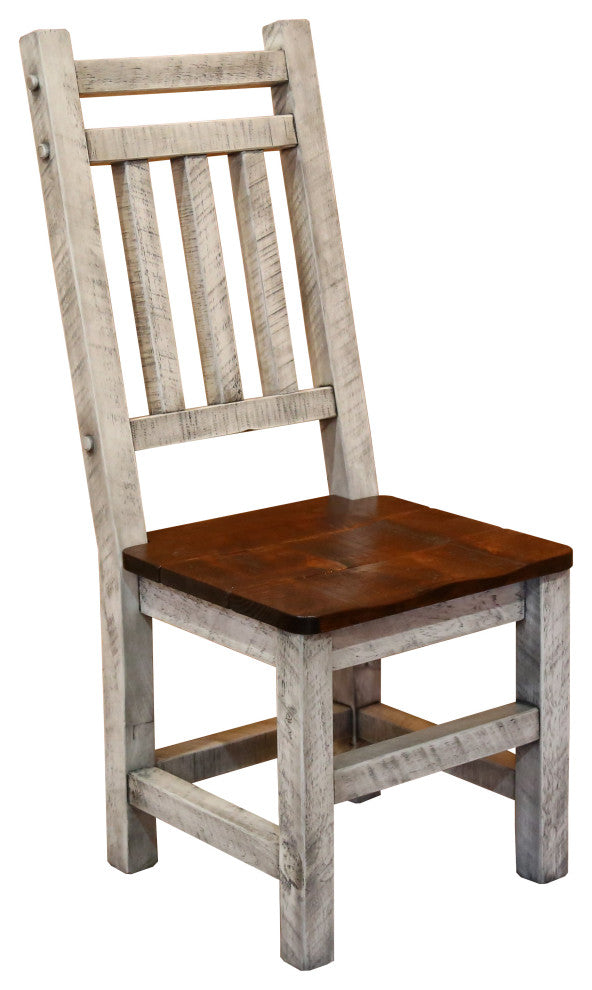 Barnwood Style Timber Peg Dining Room Chair with Double Top Rail, Set of 2, Thunder White & Michael's Cherry
