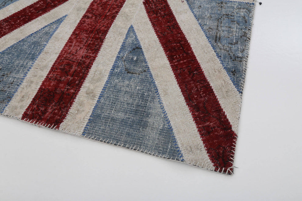 Rug N Carpet - Hand-knotted Turkish 4' 0'' x 6' 0'' Flag Patchwork Rug