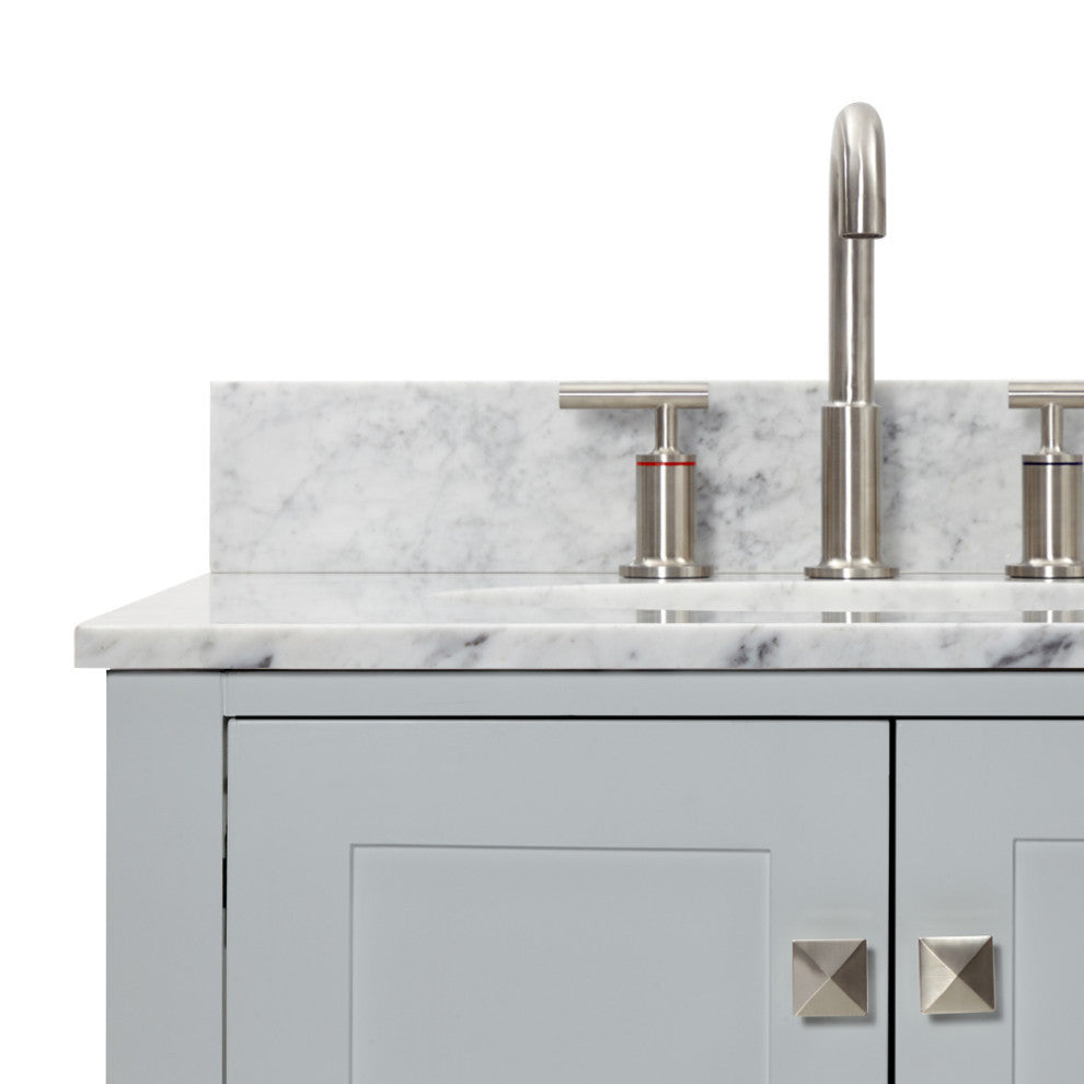 ARIEL Cambridge 61" Oval Sinks Bath Vanity Carrara Marble