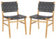Safavieh Taika Leather Dining Side Chair in Black (Set of 2)