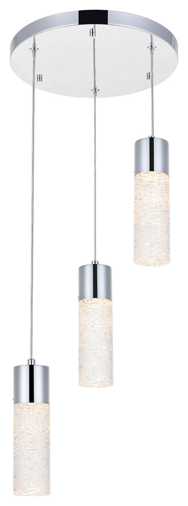 Chrome Finish 3-Light Led Pendant