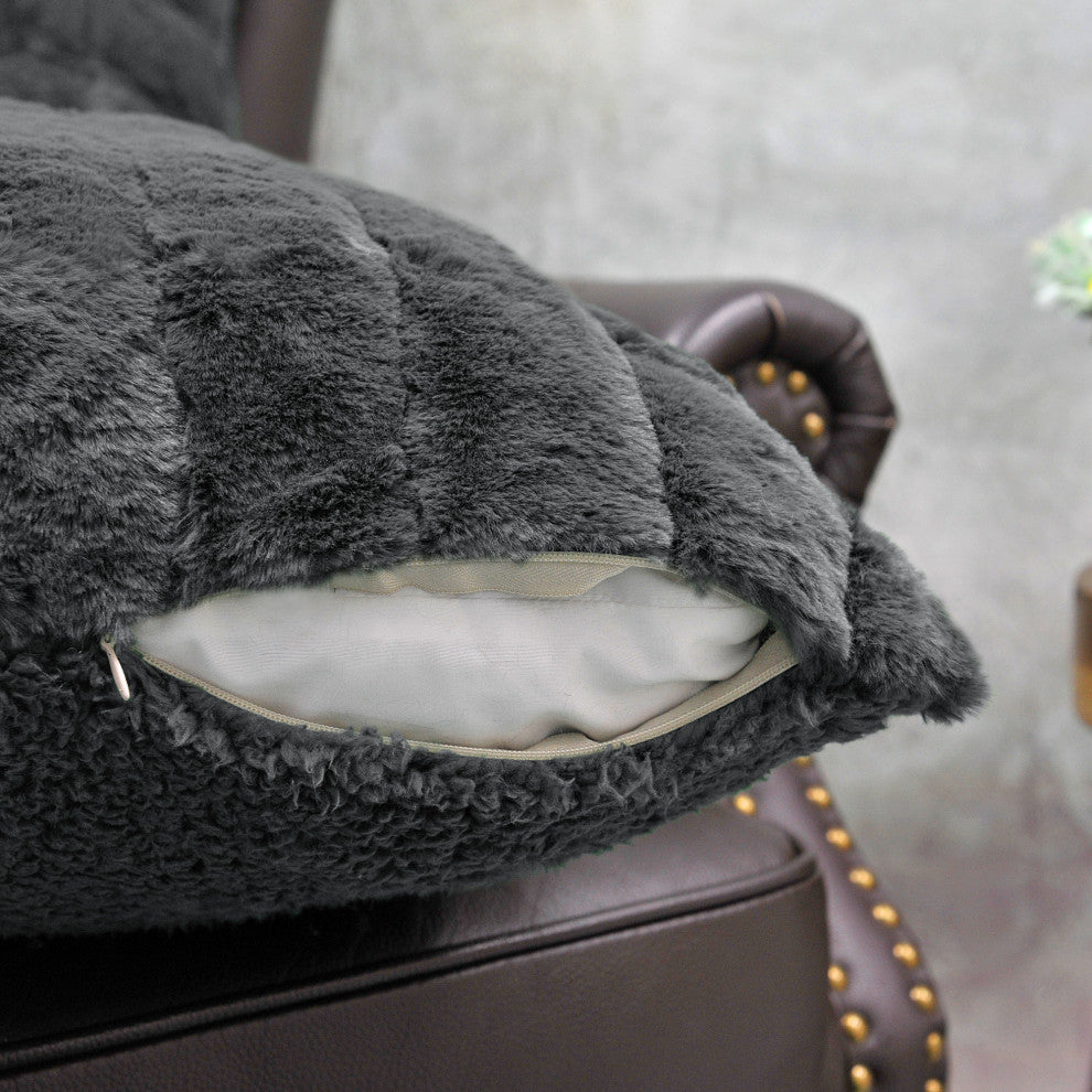Super Mink Throw Pillow Covers, Set of 4, Charcoal, 20''x20''