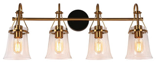 LNC Polished Gold Modern Seeded-Glass Wall Sconce, 4 Lights