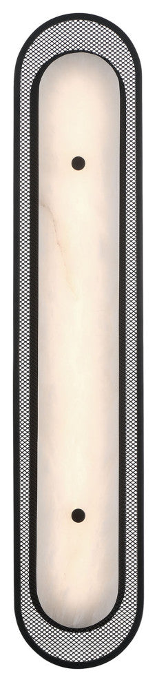 Tramore, Wall Sconce , 30", Matte Black, Alabaster