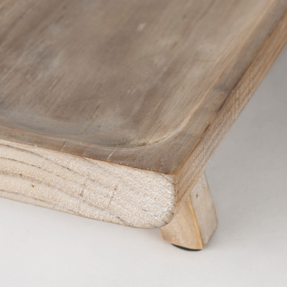 Carver Set of 2 Rectangular White Washed Wood Trays